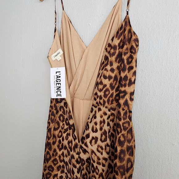 NWT L'Agence V-Neck Leopard Animal Print One-Piece Jumpsuit (Small) - Picture 10 of 11